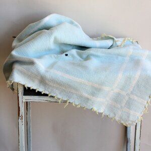 Vintage 1930s 1940s Baby Blanket Or Throw,  Baby Pepperell Blue Lap Afghan, Home
